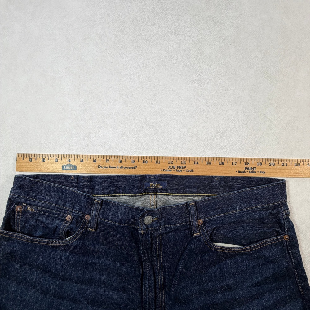 Polo Ralph Lauren Mens 40x30 Hampton Relaxed Straight Jeans Dark Indigo Denim - Picture 4 of 10